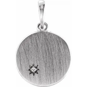14K White .005 CTW Diamond Engravable Pendant