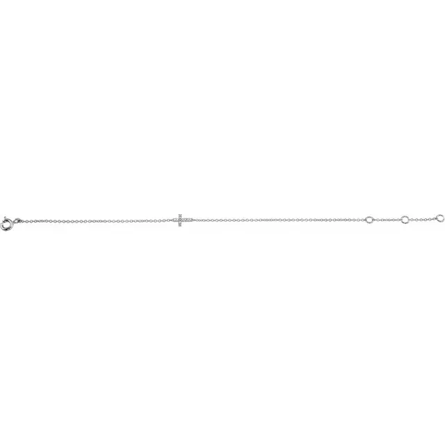 14K White .04 CTW Diamond Sideways Cross Youth 7" Bracelet