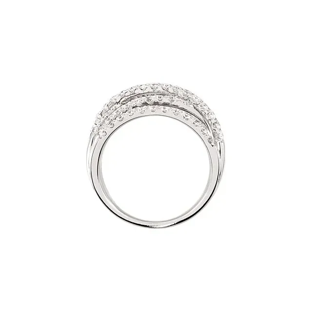 14K White 1 1/2 CTW Diamond Criss Cross Diamond Ring Size 7