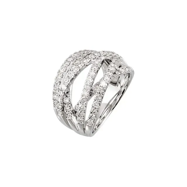 14K White 1 1/2 CTW Diamond Criss Cross Diamond Ring Size 7