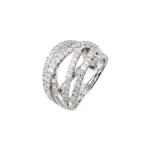 14K White 1 1/2 CTW Diamond Criss Cross Diamond Ring Size 7