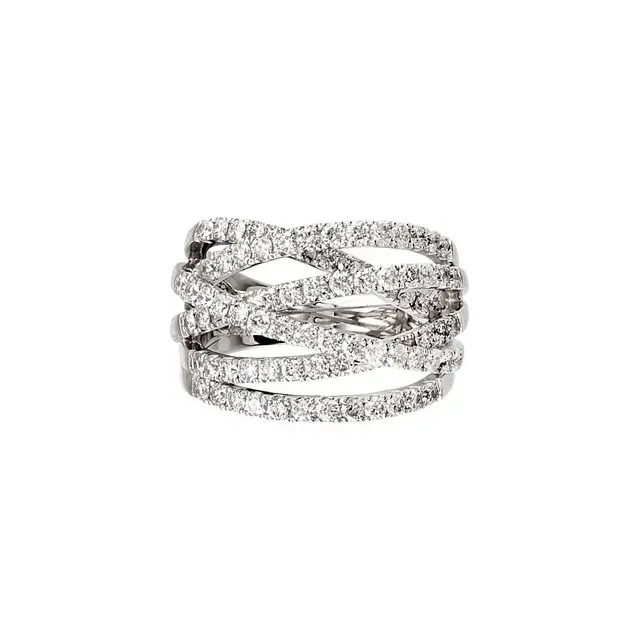 14K White 1 1/2 CTW Diamond Criss Cross Diamond Ring Size 7