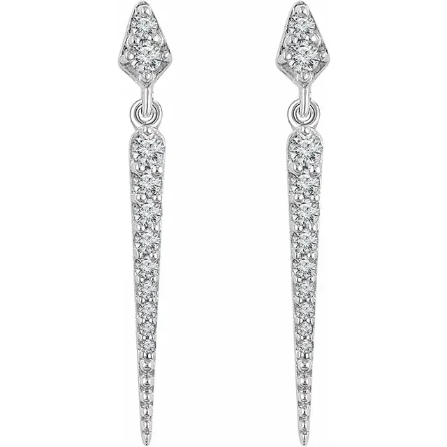 14K White 1/4 CTW Diamond Dangle Earrings