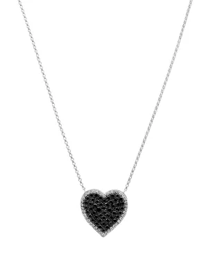 14k White Gold Black Diamond Heart Necklace