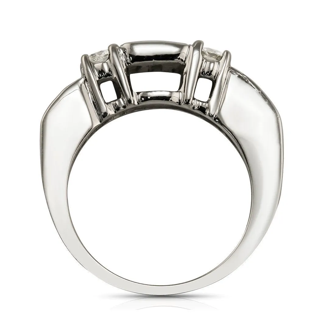 14K White Gold Diamond Bridal Ring Set 3.03 Ctw