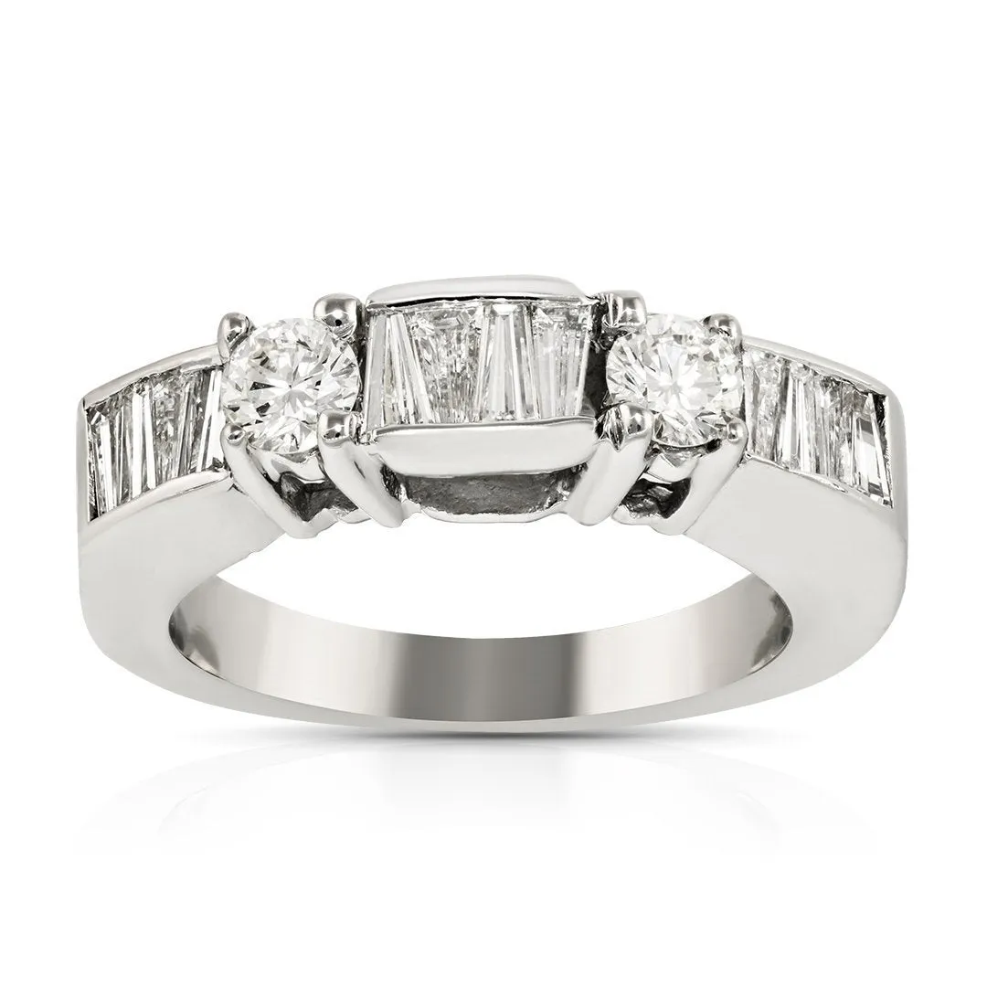 14K White Gold Diamond Bridal Ring Set 3.03 Ctw