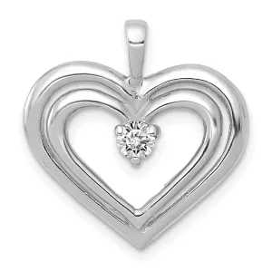 14k White Gold L1 Clarity, G i Color Diamond Double Heart Pendant