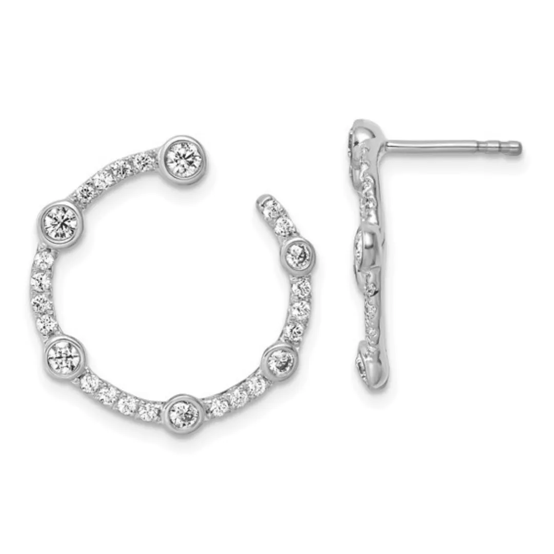14k White Gold Lab Diamond Open Circle Stud Earrings