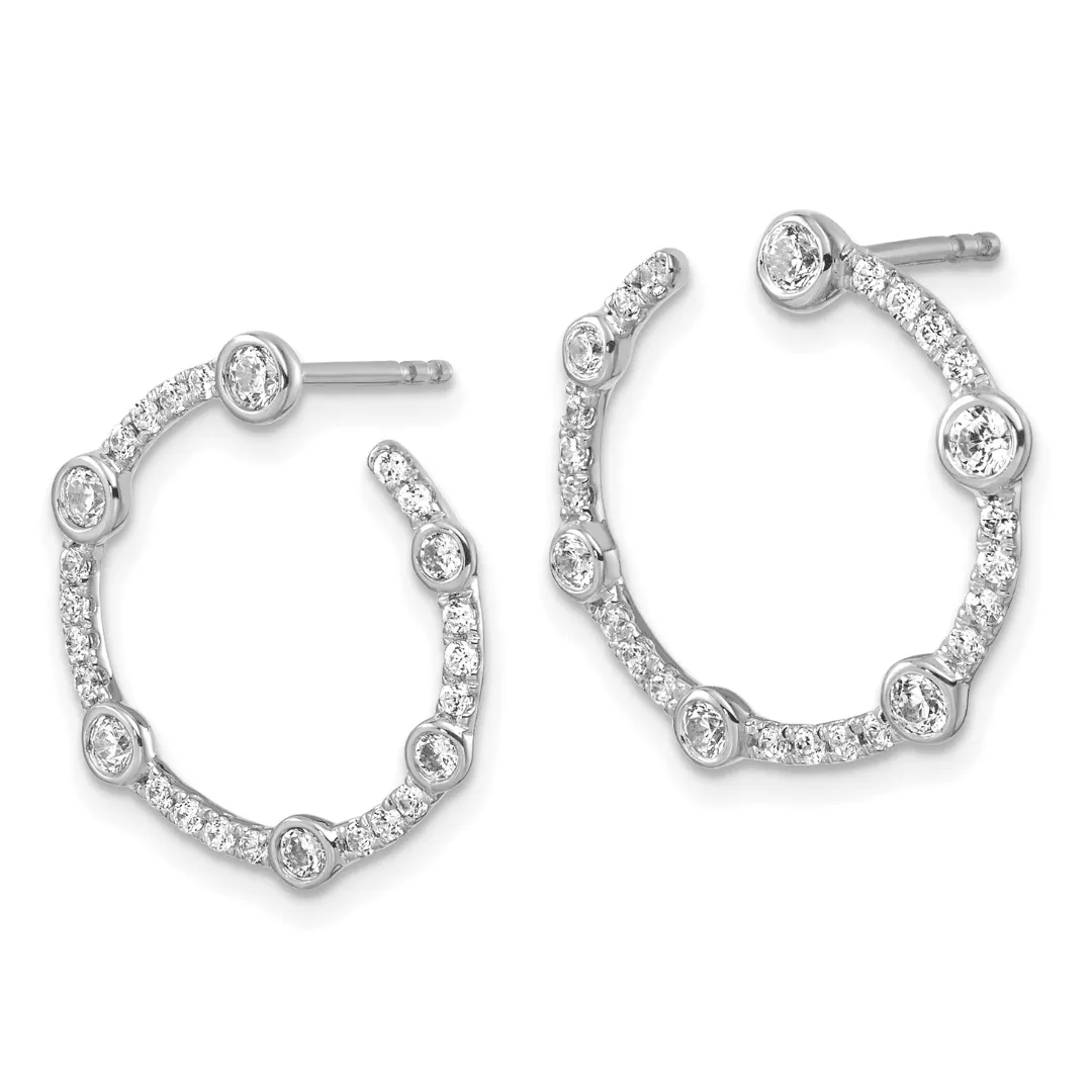 14k White Gold Lab Diamond Open Circle Stud Earrings