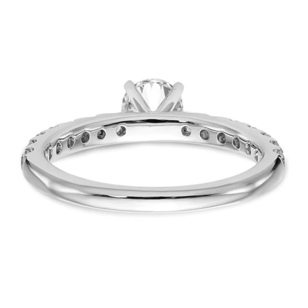 14K White Gold Lab Diamond Solitaire Pave Ring