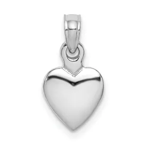 14K White Gold Polished 3-D Puffed Heart Pendant