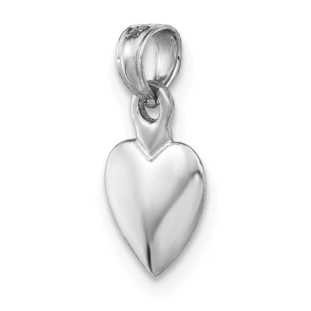14K White Gold Polished 3-D Puffed Heart Pendant