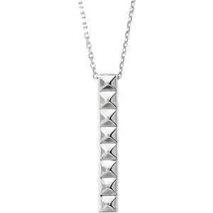 14K White Pyramid Bar 16-18" Necklace
