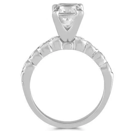 14K White Solid Gold Diamond Bridal Ring Set 3.03 Ctw