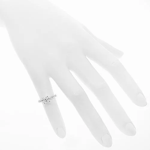 14K White Solid Gold Diamond Engagement Ring 0.76 Ctw