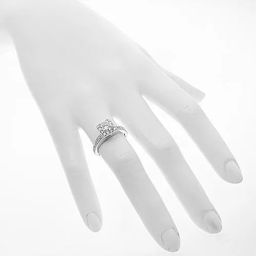 14K White Solid Gold Diamond Engagement Ring 1.5 Cwt.