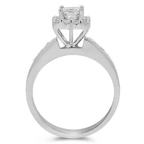 14K White Solid Gold Diamond Engagement Ring 1.5 Cwt.