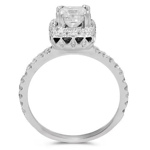 14K White Solid Gold Diamond Engagement Ring 1.76 Ctw