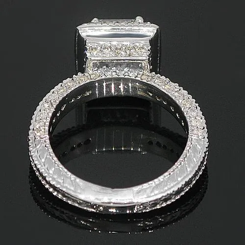 14K White Solid Gold Elegant Diamond Engagement Ring 1.93 Ctw