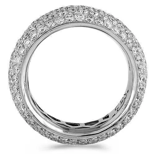 14K White Solid Gold Mens Diamond Pave Set Eternity Ring Band 5.00 Ctw