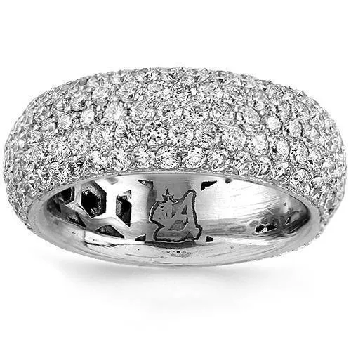 14K White Solid Gold Mens Diamond Pave Set Eternity Ring Band 5.00 Ctw