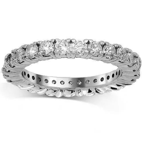 14K White Solid Gold VS Diamond Eternity Ring 1.25 Ctw