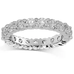 14K White Solid Gold Womens Diamond Eternity Ring Band 2.59 Ctw