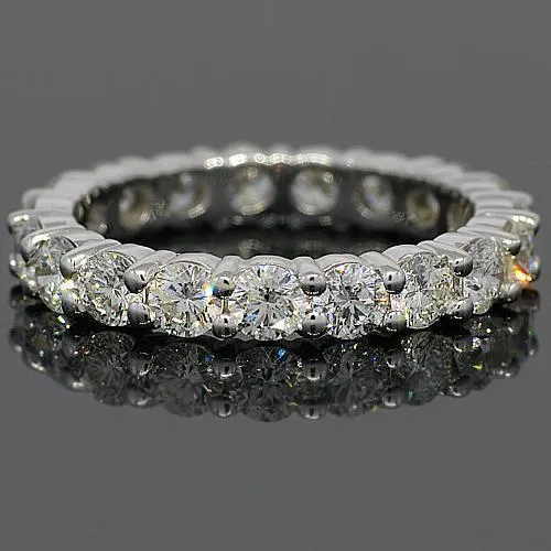 14K White Solid Gold Womens Diamond Eternity Ring Band 2.59 Ctw