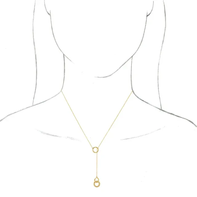 14K Yellow 1/10 CTW Diamond Circle Y 16-18" Necklace