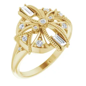 14K Yellow 1/4 CTW Diamond Vintage-Inspired Ring
