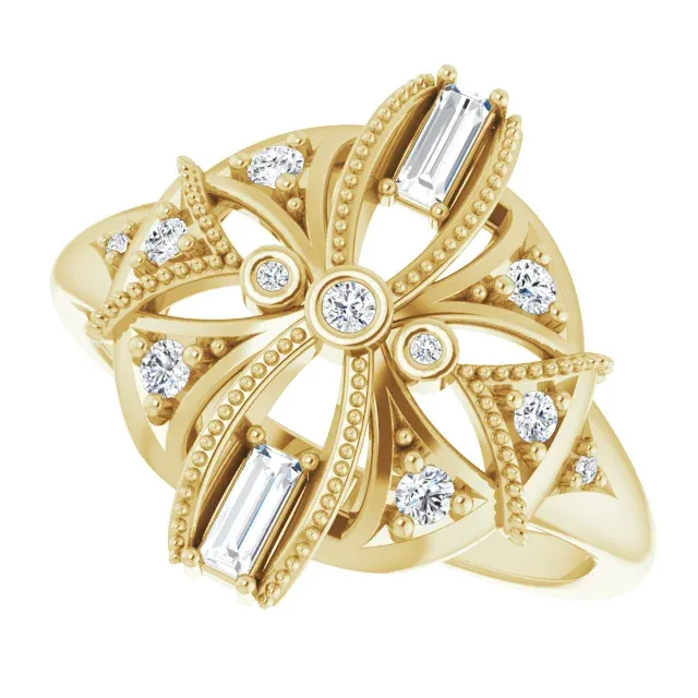 14K Yellow 1/4 CTW Diamond Vintage-Inspired Ring