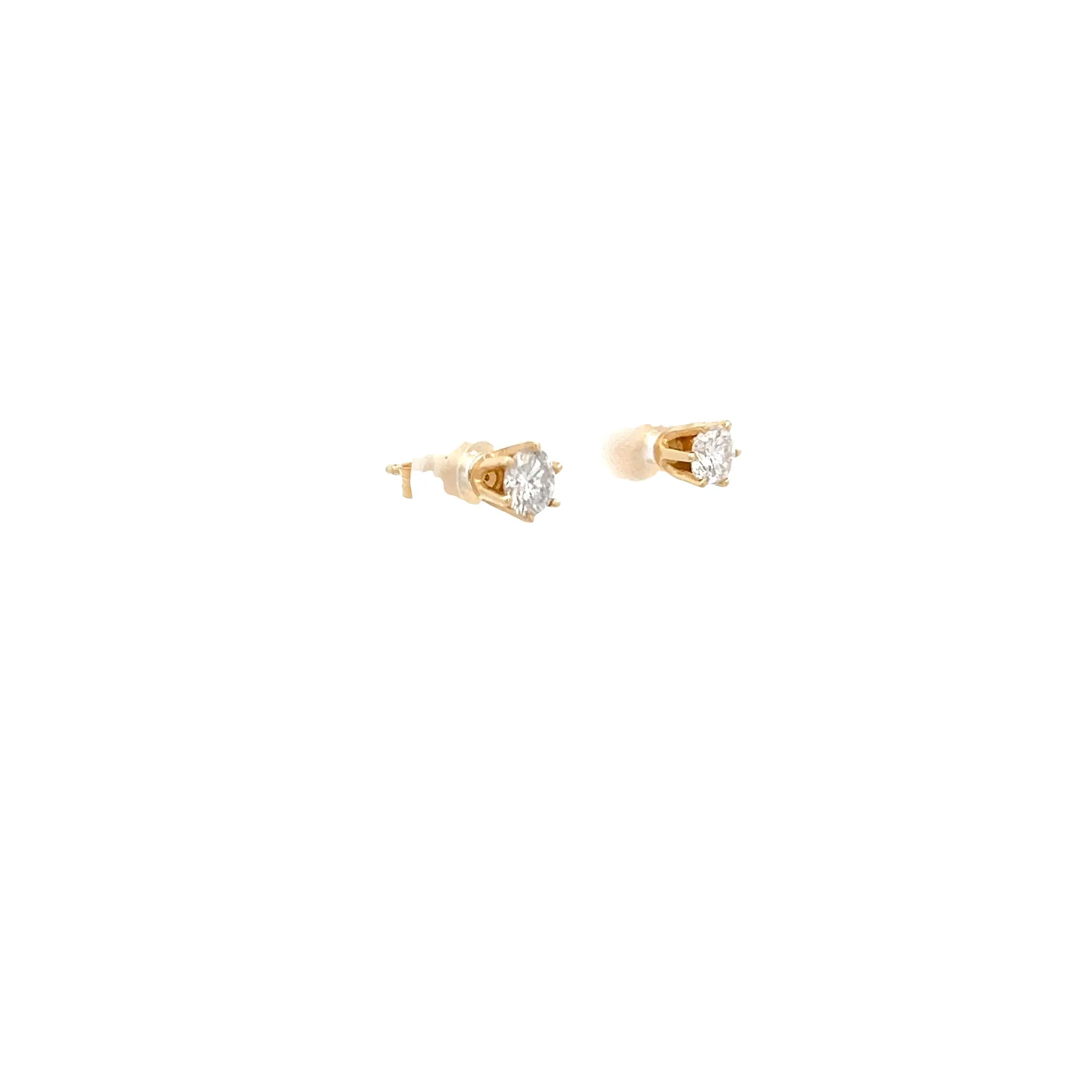14K YELLOW GOLD .50CT FVS2 6 PRONGS DIAMOND STUDS EARRING