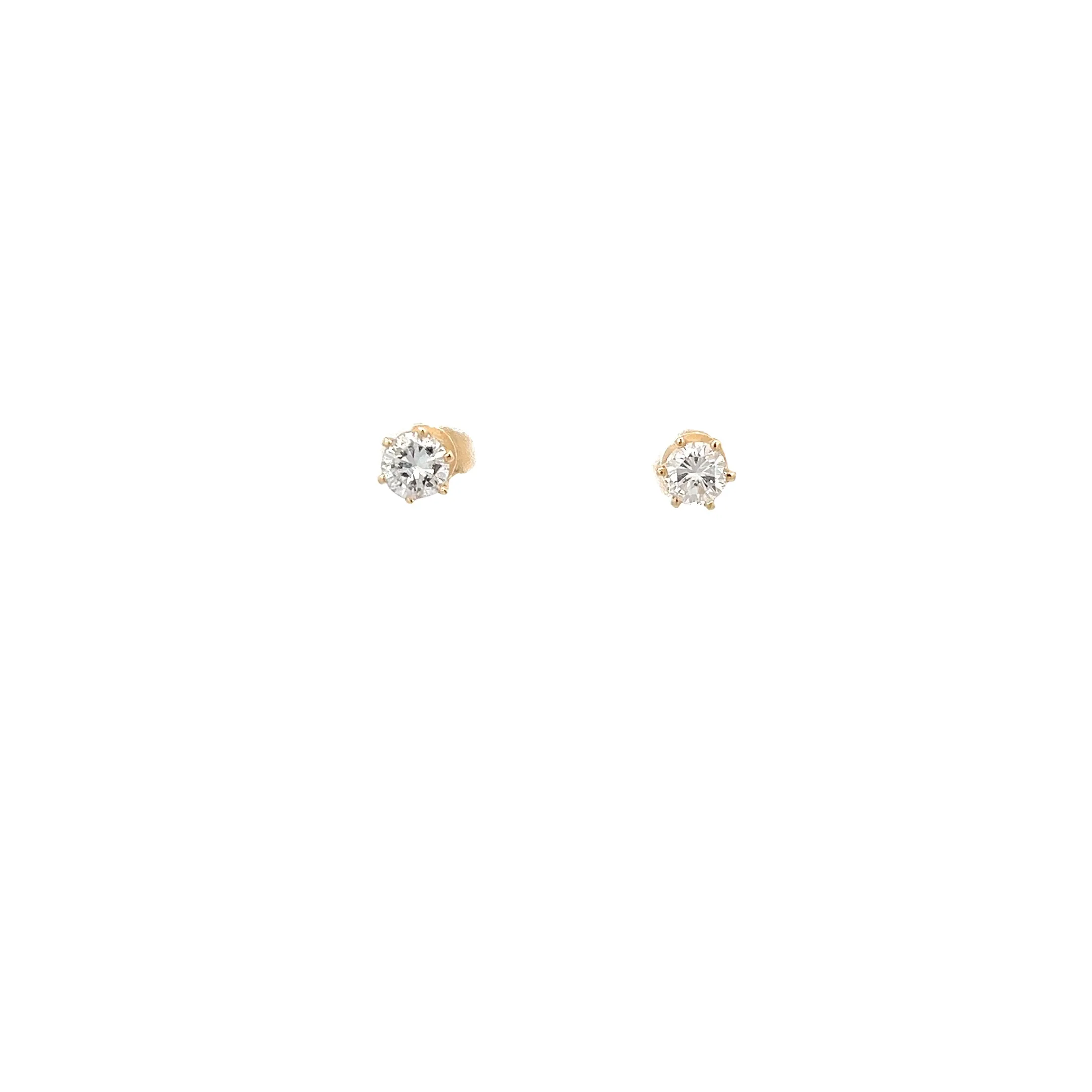 14K YELLOW GOLD .50CT FVS2 6 PRONGS DIAMOND STUDS EARRING