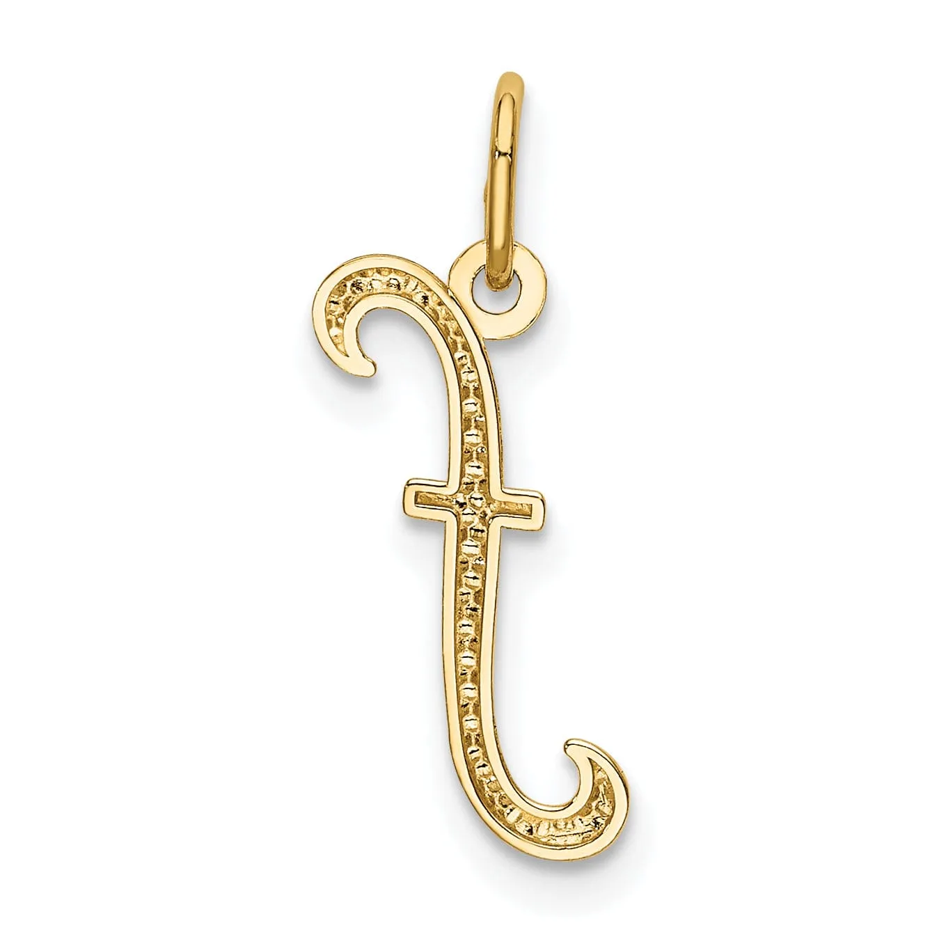 14K Yellow Gold Lower Case Script Letter F Initial Pendant