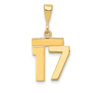 14k yellow gold small polished number 17 charm