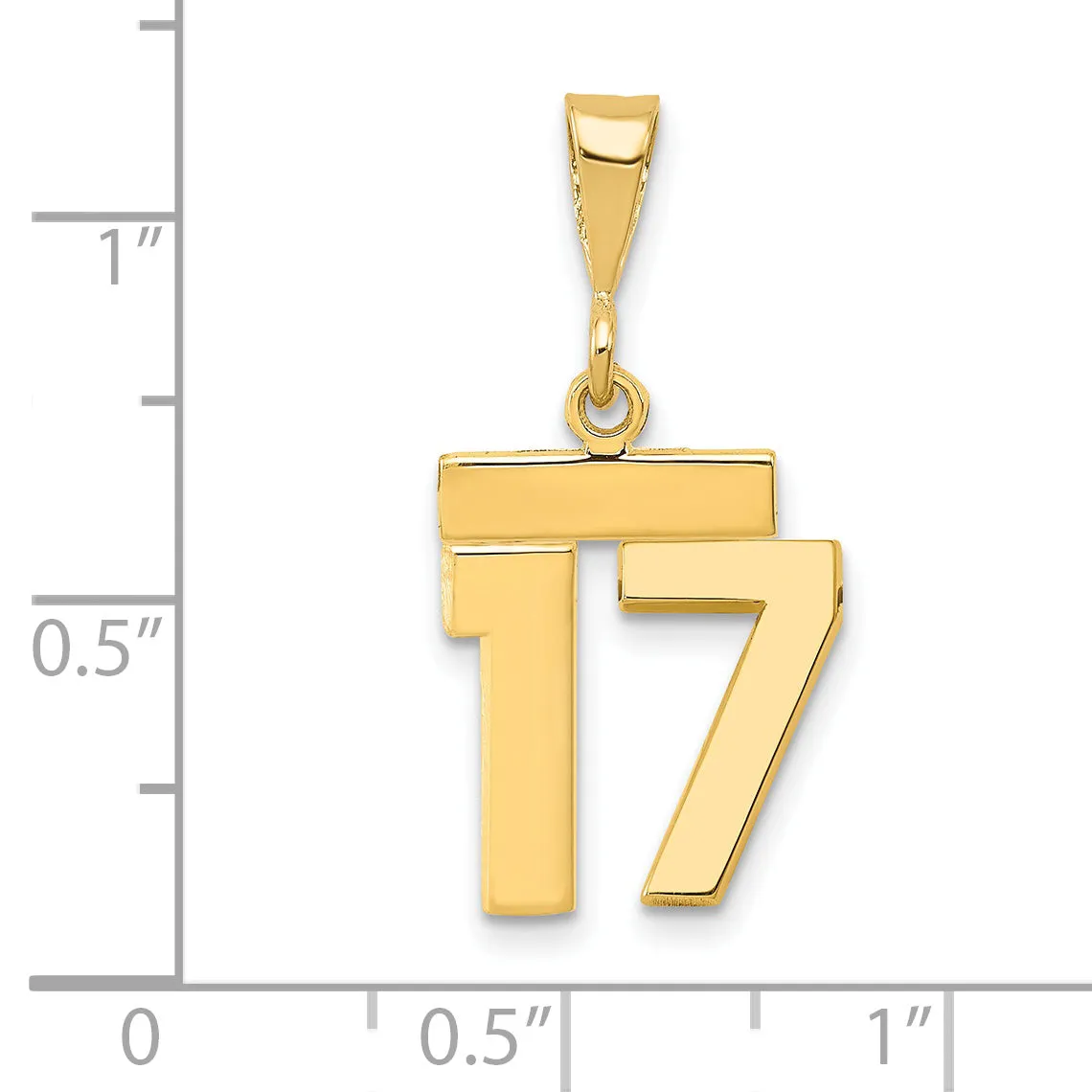 14k yellow gold small polished number 17 charm