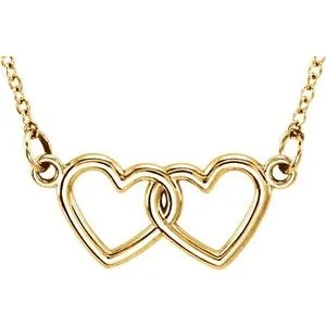 14K Yellow Tiny Posh® Double Heart 16-18" Necklace