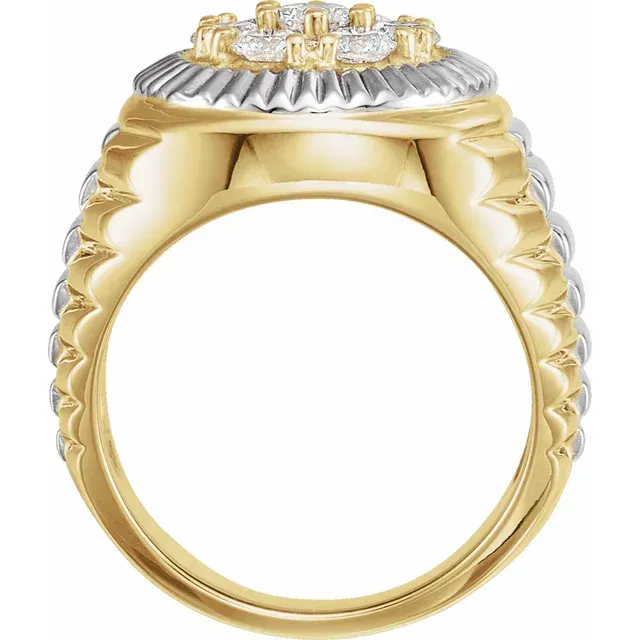 14K Yellow/White 1 3/8 CTW Diamond Cluster Ring