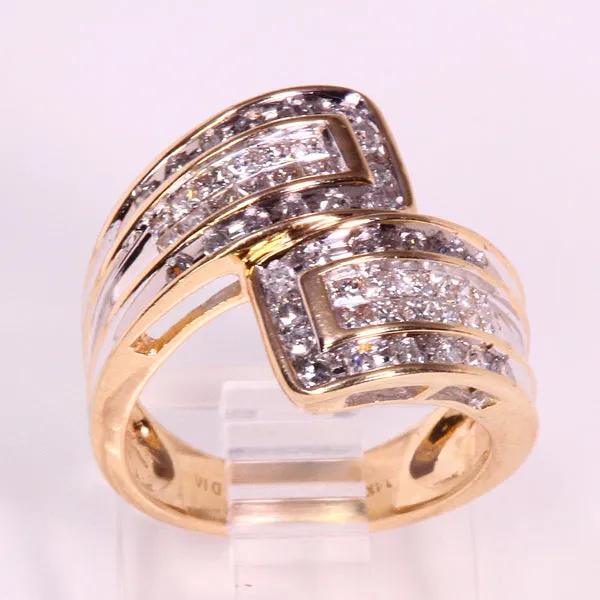 14kt Estate Ring with Princess and Round Diamonds