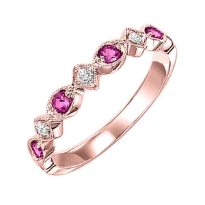 14KT Pink Gold & Diamond Classic Book Stackable Fashion Ring  - 1/10 ctw