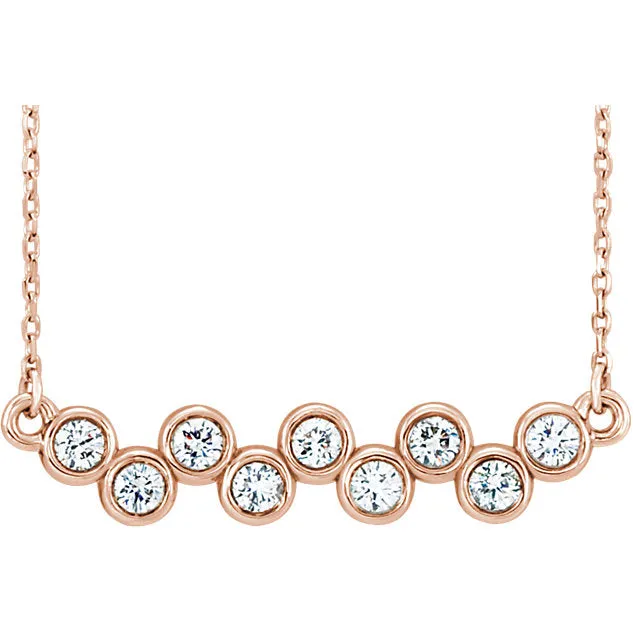 14KT Rose Gold .50 Carat Diamond Bezel Bar Necklace