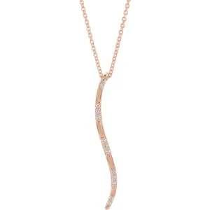 14KT Rose Gold Diamond Freeform Vertical Pendant Necklace
