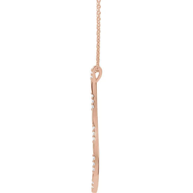 14KT Rose Gold Diamond Freeform Vertical Pendant Necklace
