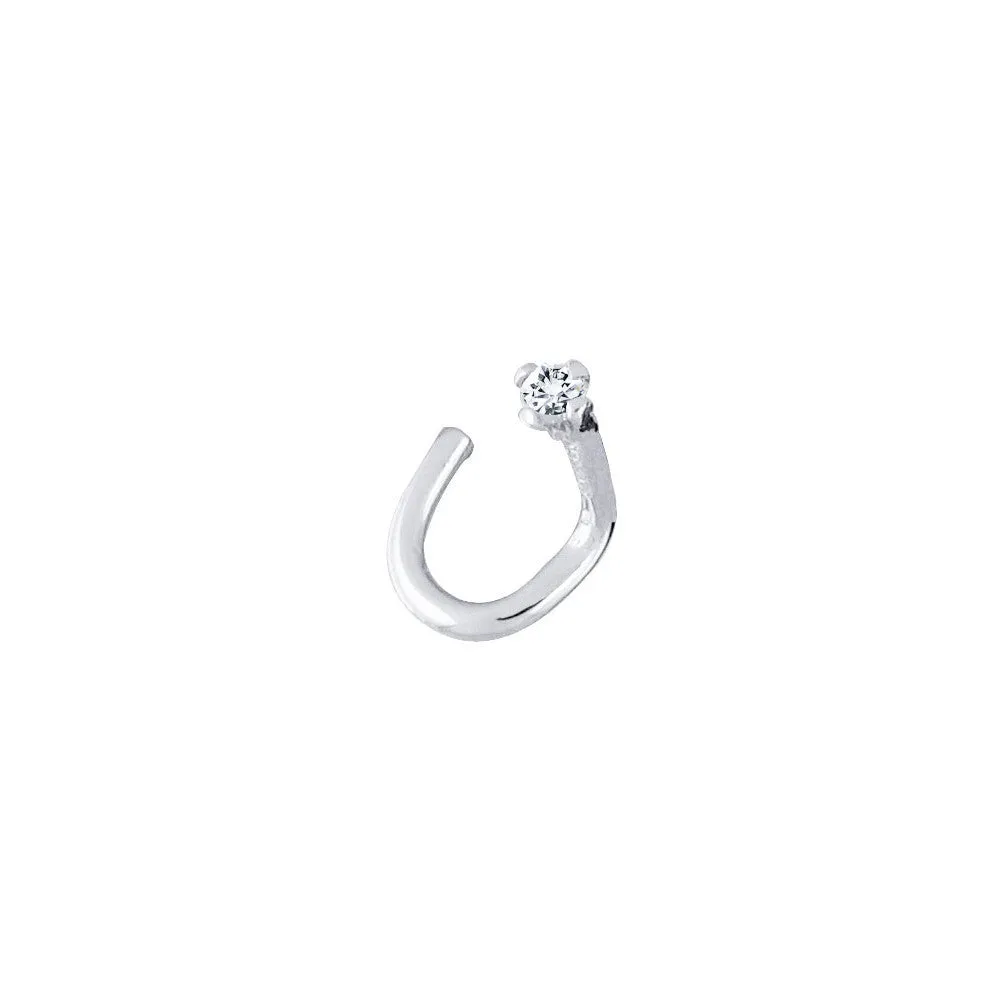 14kt White Gold .02 ct tw Nickel Free Genuine Diamond Nose Ring