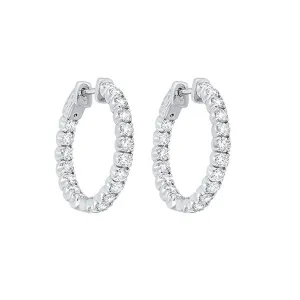 14KT White Gold & Diamond Classic Book Hoop Fashion Earrings  - 3-1/4 ctw