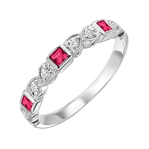14KT White Gold & Diamond Classic Book Stackable Fashion Ring  - 1/10 ctw