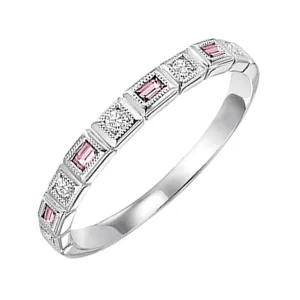 14KT White Gold & Diamond Classic Book Stackable Fashion Ring  - 1/10 ctw
