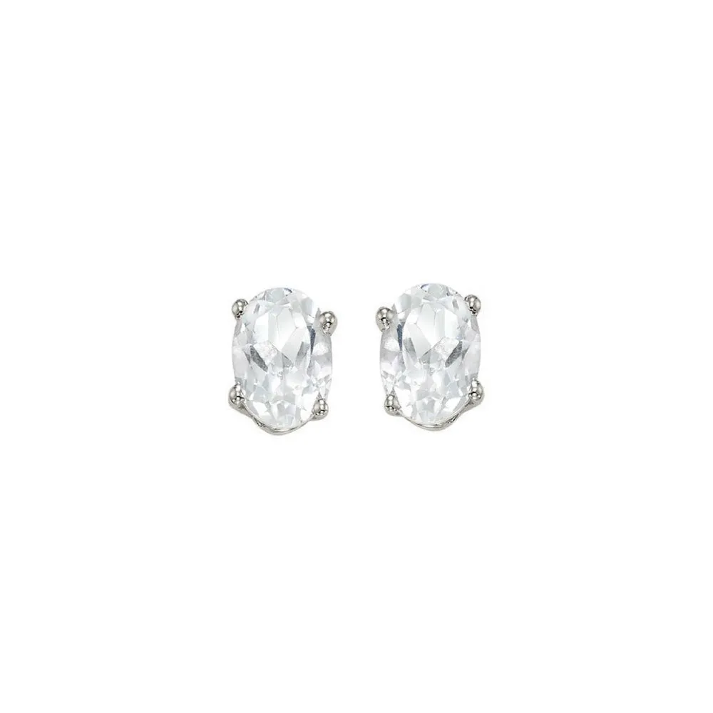 14KT White Gold Classic Book Color Stud Earrings