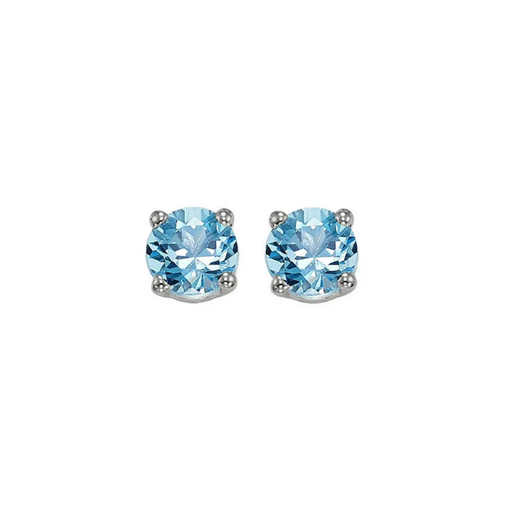 14KT White Gold Classic Book Color Stud Earrings