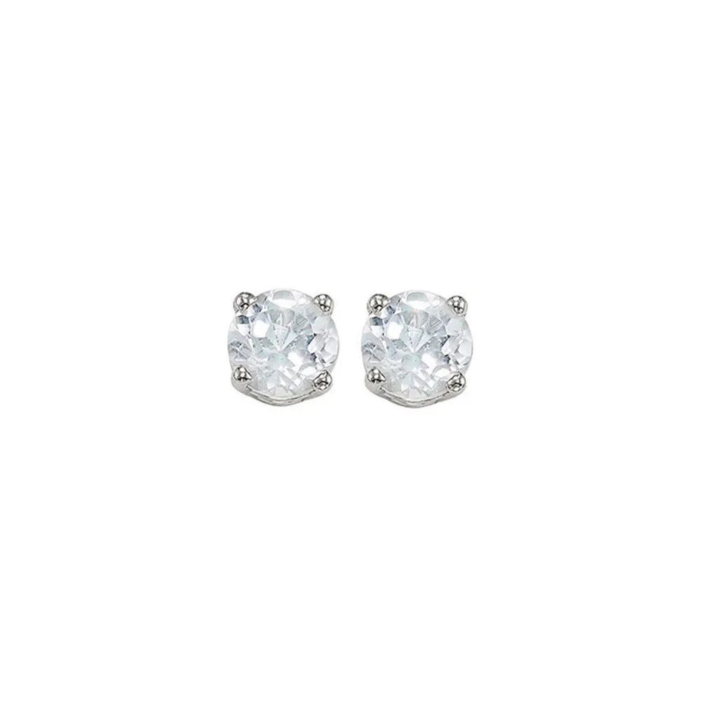14KT White Gold Classic Book Color Stud Earrings